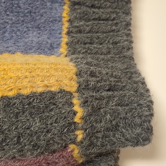 Cabincore M/L Patchwork Fisherman Style Knit Crewneck Size Medium/Large - Picture 9 of 17